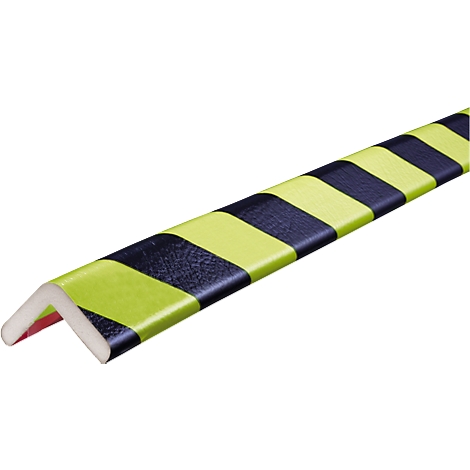 Corner protector with black and yellow pattern. The inside is white.