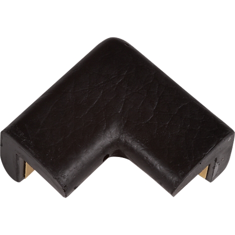 Black leather corner protector, angled.