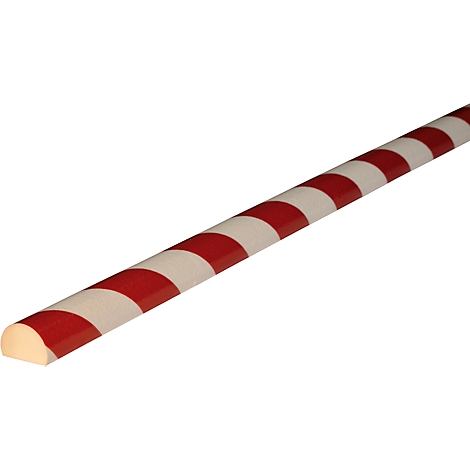 Red and white striped pole diagonally against a white background. Colors alternate.