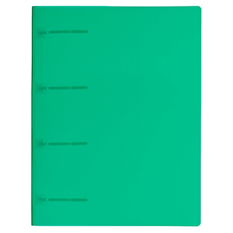 Green folder with 4 metal clasps on the left side, against a white background.