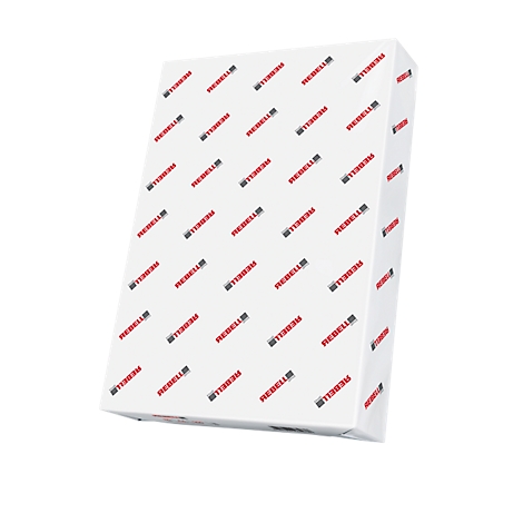 Wit papierpakket met rode en grijze REBELL-letters.