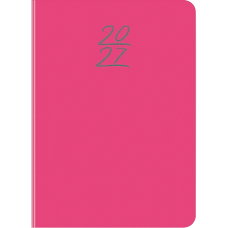 Pinkfarbenes Notizbuch mit der Jahreszahl 2022 in Grau.