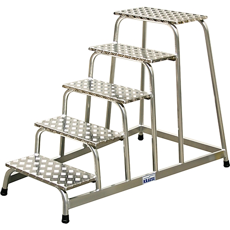 Aluminum step stool with five steps, sturdy design with textured treads.