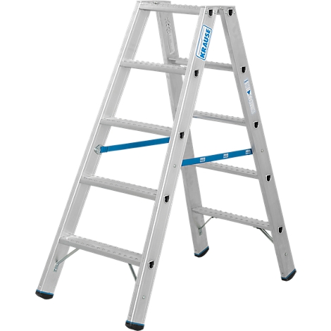 Zilveren trap met blauwe stabilisatoren. Het 'KRAUSE' logo is aan de zijkant bevestigd.