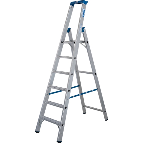 KRAUSE STABILO trapladder 6 treden R13, zelfreinigend gatenpatroon, platform R13, gereedschapsbak met emmerhaak, aluminium