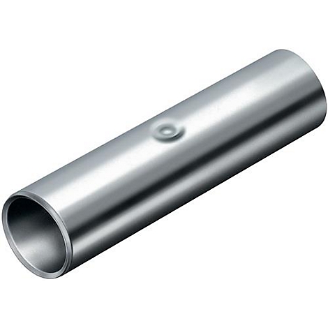 Cilindrische, zilveren metalen buis met een ingeprente verdieping.