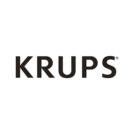 Das Logo der Marke Krups in schwarzen Großbuchstaben auf weißem Hintergrund.