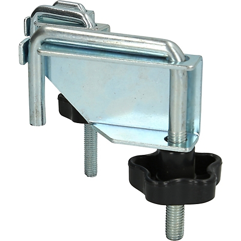 Support en métal galvanisé avec deux boutons noirs pour la fixation.