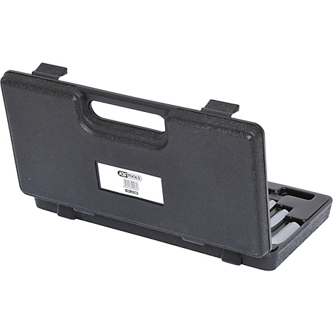 Schwarzer Werkzeugkasten mit Griff und KS TOOLS Aufkleber.