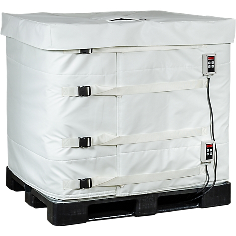 Kuhlmann Manteau chauffant IBC, numérique, pour conteneur IBC 1000 l avec denrées alimentaires, 2 x 1000 W, plage de température 0-90°C, IP40, L 4400 x l 10 x H 1000 mm, blanc