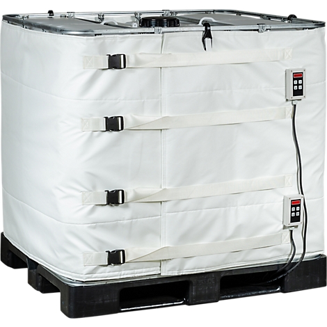 Kuhlmann Manteau chauffant IBC, numérique, pour conteneur IBC 1000 l avec denrées alimentaires, 2 x 1000 W, plage de température 0-90°C, IP40, L 4400 x l 10 x H 1000 mm, blanc