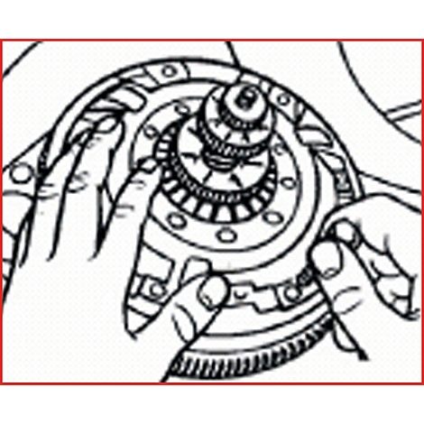 Hände halten ein Zahnrad-System fest.