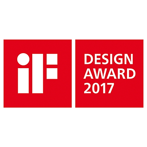 iF Design Award 2017 logo: red background, white text.