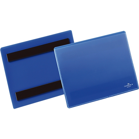 Two blue square magnetic boards, one with black magnets. The boards slightly overlap.