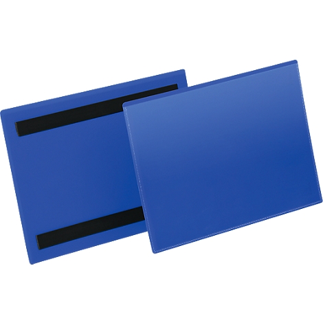 Two blue, rectangular magnetic boards, slightly tilted on a white background.