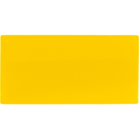 Rectangular yellow object with rounded corners.