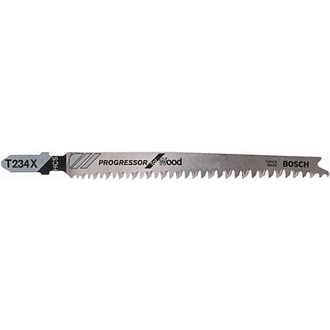 Lame de scie pour bois avec l'inscription "T234X PROGRESSOR wood BOSCH".