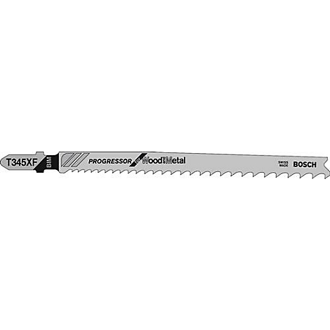 Lame de scie avec l'inscription T345XF, PROGESSOR wood/metal et Bosch.