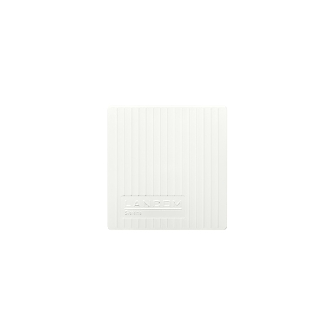 Plaque rectangulaire blanche avec rainures verticales et logo 'LANDCOM Systems'.