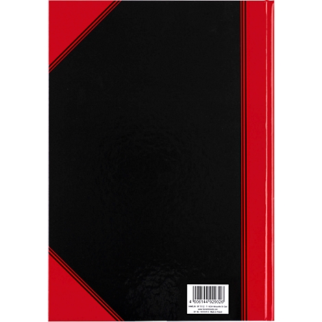 Book spine with black cover, red border and barcode.