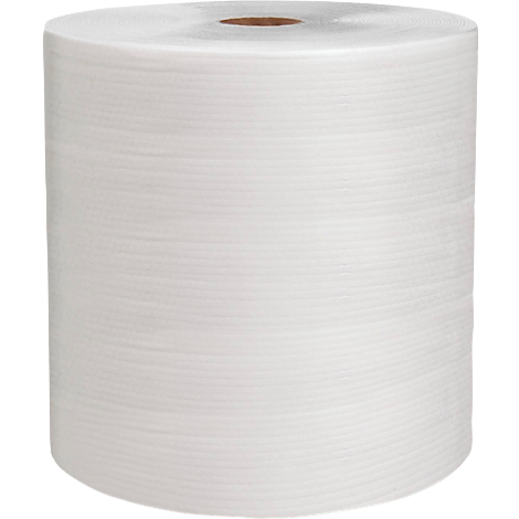 Grand rouleau de papier blanc texturé. Le dessus est brun.