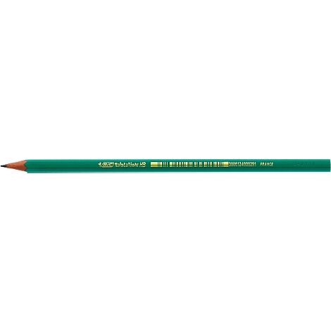 Close-up of a green pencil with pencil tip.