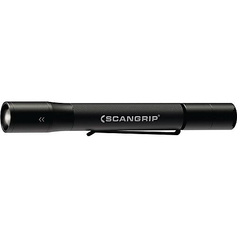 Black Scangrip flashlight, branded with the logo.