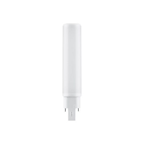 Weiße LED-Stablampe mit mattem Leuchtkörper und 4-Pin-Sockel vor weißem Hintergrund.