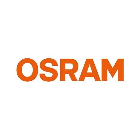 Das orangefarbene Logo des Unternehmens OSRAM in Großbuchstaben auf weißem Hintergrund.