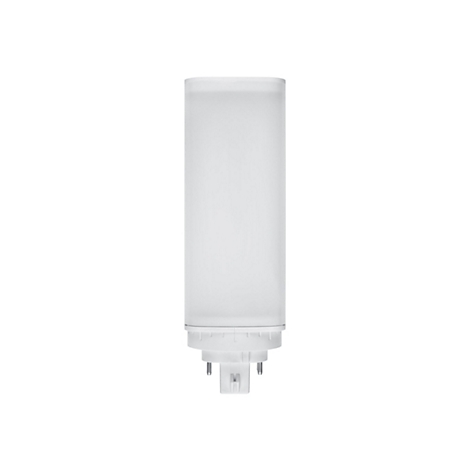 Weiße LED-Stablampe mit Steckanschluss vor weißem Hintergrund.