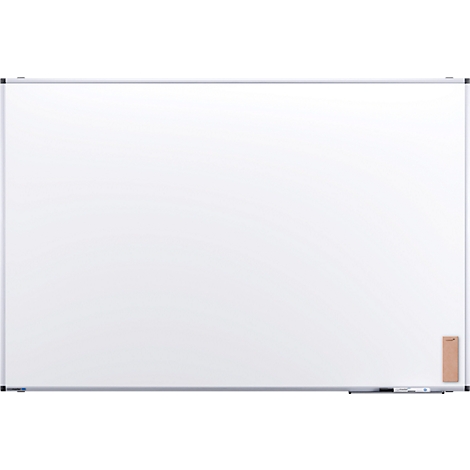 Groot, leeg wit bord met zilveren frame en bruine accessoires.