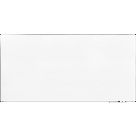 Weißes Whiteboard mit silbernem Rahmen.