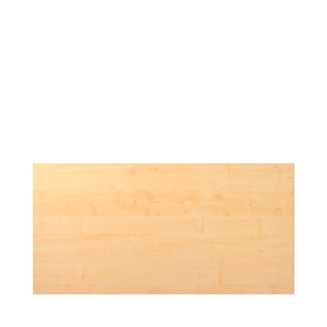 Bovenaanzicht van een rechthoekig, licht houten oppervlak met houtnerf.