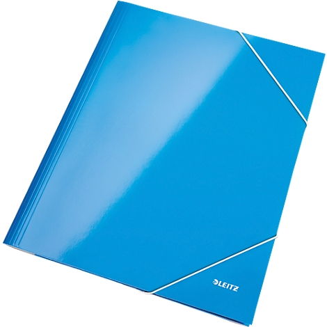 Blue folder with elastic band. The word "LEITZ" is visible on the bottom right corner.