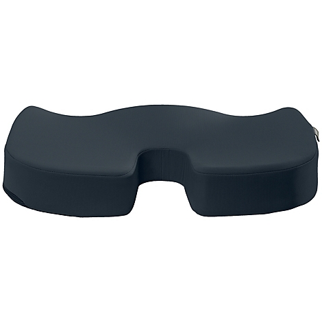 Coussin de siège ergonomique bleu foncé, avec un renfoncement au milieu, pour un confort d'assise optimal.