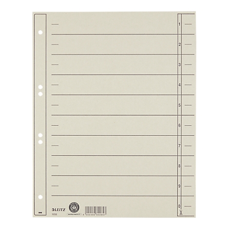 Beige hole sheet with horizontal lines and number markings.