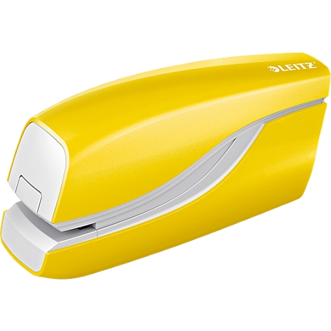 Gele gele stapeleenheid, wit accent, met de inscriptie "LEITZ".