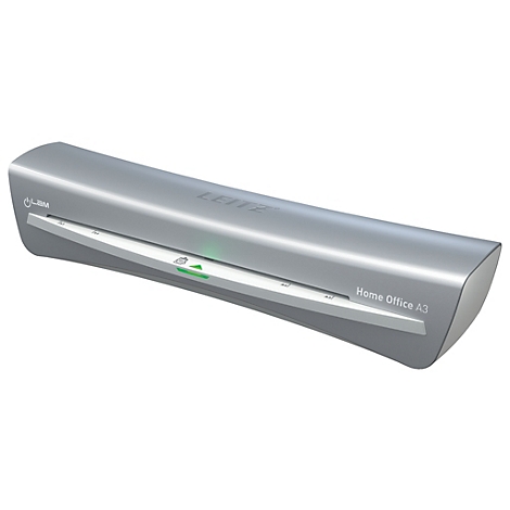 Laminateur gris, avec le logo LEITZ, Home Office A3. LED vertes lumineuses.