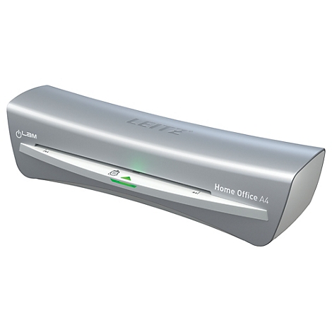 Grauer Laminator, mit LEITZ-Logo und der Aufschrift Home Office A4.