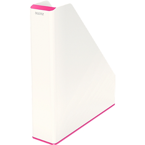 White file holder with pink accents. "LEITZ" lettering on the side.
