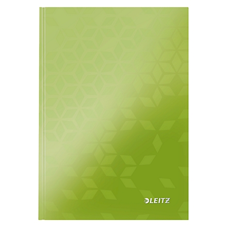 Light green notebook with geometric patterns. The Leitz logo is in the lower right corner.