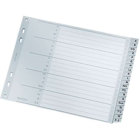 Transparent index card with letters, lines and perforation. A clear structure for order.