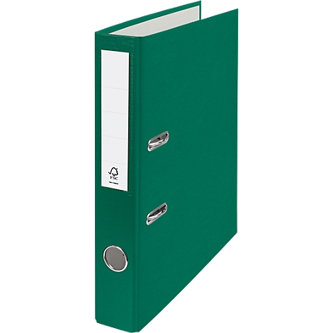 Green file folder with white label. A white inside can be seen at the top.