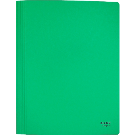Green folder with Leitz logo. Slight lines are visible on the paper.