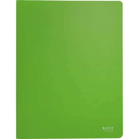 Ein hellgrüner Leitz Ordner. Unten rechts steht der Schriftzug "LEITZ Recycle".