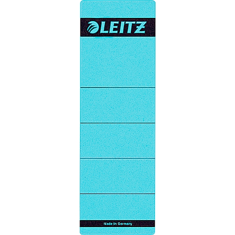 Turquoise index card tab with black "LEITZ" lettering and lines for labeling.