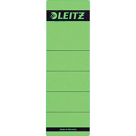Green index card tab with the inscription LEITZ. Black bars at the top and bottom. Inscription: Made in Germany.