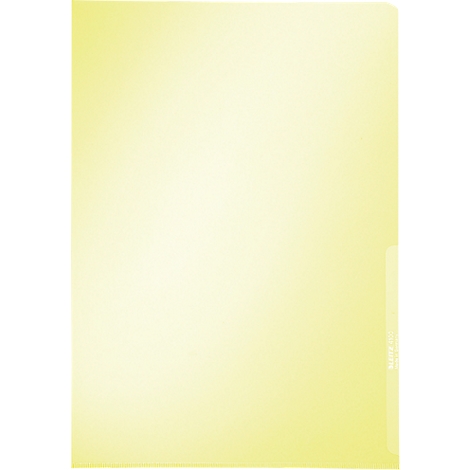 A light yellow folder, slightly shaded, with a transparent edge.