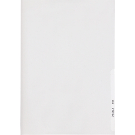 A white Leitz folder, upright, with side marking.