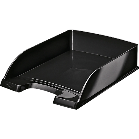 Black tray with high edge and recess.